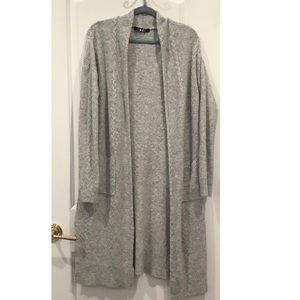 Long Pocket Gray Caridgan with Side Slits